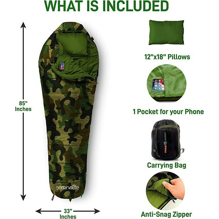 SereneLife Backpacking Sleeping Bag Camping Gear, Mummy Sleeping