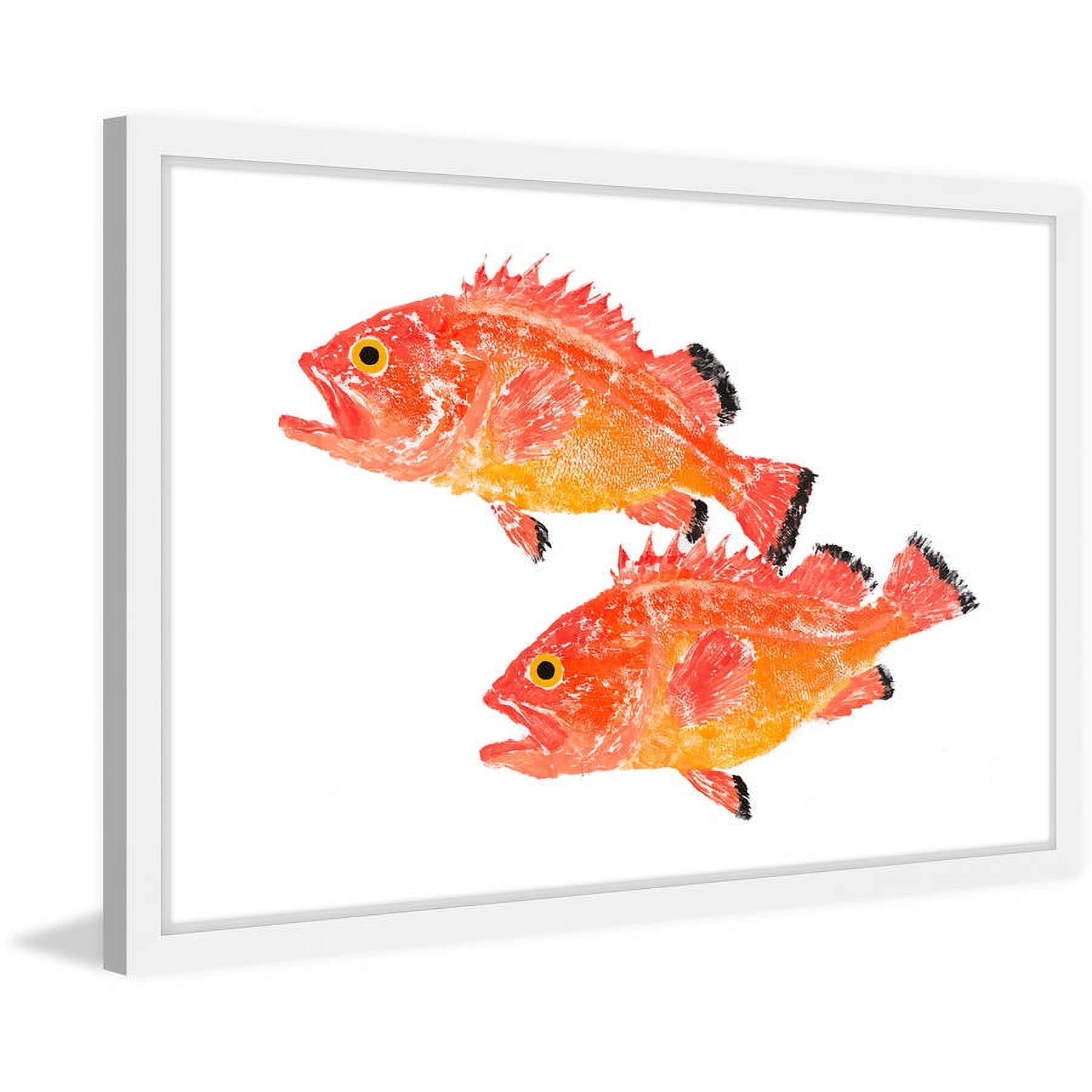 Marmont Hill "Two Orange Fish" by Michael Pantalos Framed Painting Print