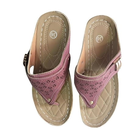 

KIJBLAE Women Summer Flat Sandals Bohemian Beach Ladies Flip Flops Shoes Sandals Plus Size Wedges Sandals Female Footwear Pantoufles Femme Wine 39