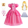 thumbnail image 1 of Vestido de princesa de melocotón para niñas, traje de juego de rol, disfraz de fiesta de cumpleaños, trajes de actuación de escenario, ropa de fantasía de Carnaval Fivean unisex, 1 of 2