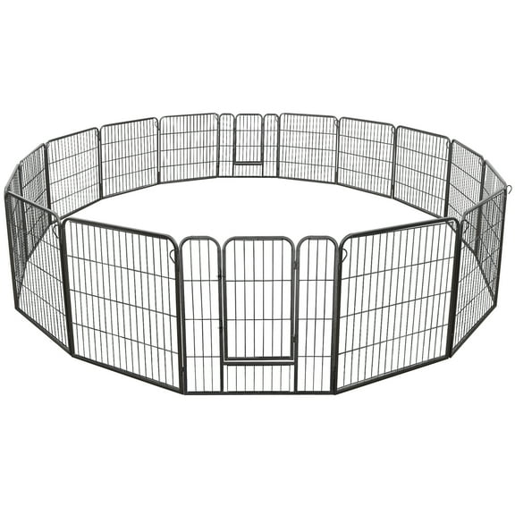 SSyao Expandable 16 Panel Dog Kennel Exercise Playpen Multiple Shape Safe For Pet 32"