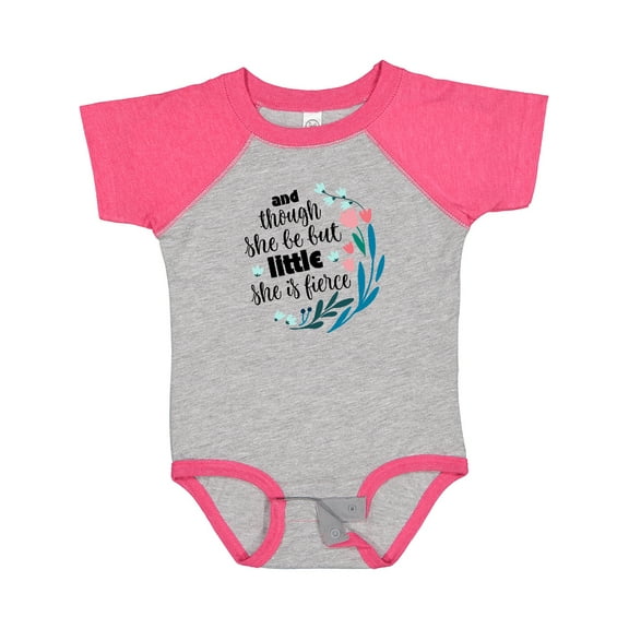 Inktastic Though She Be but Little Fierce Quote Girls Baby Bodysuit