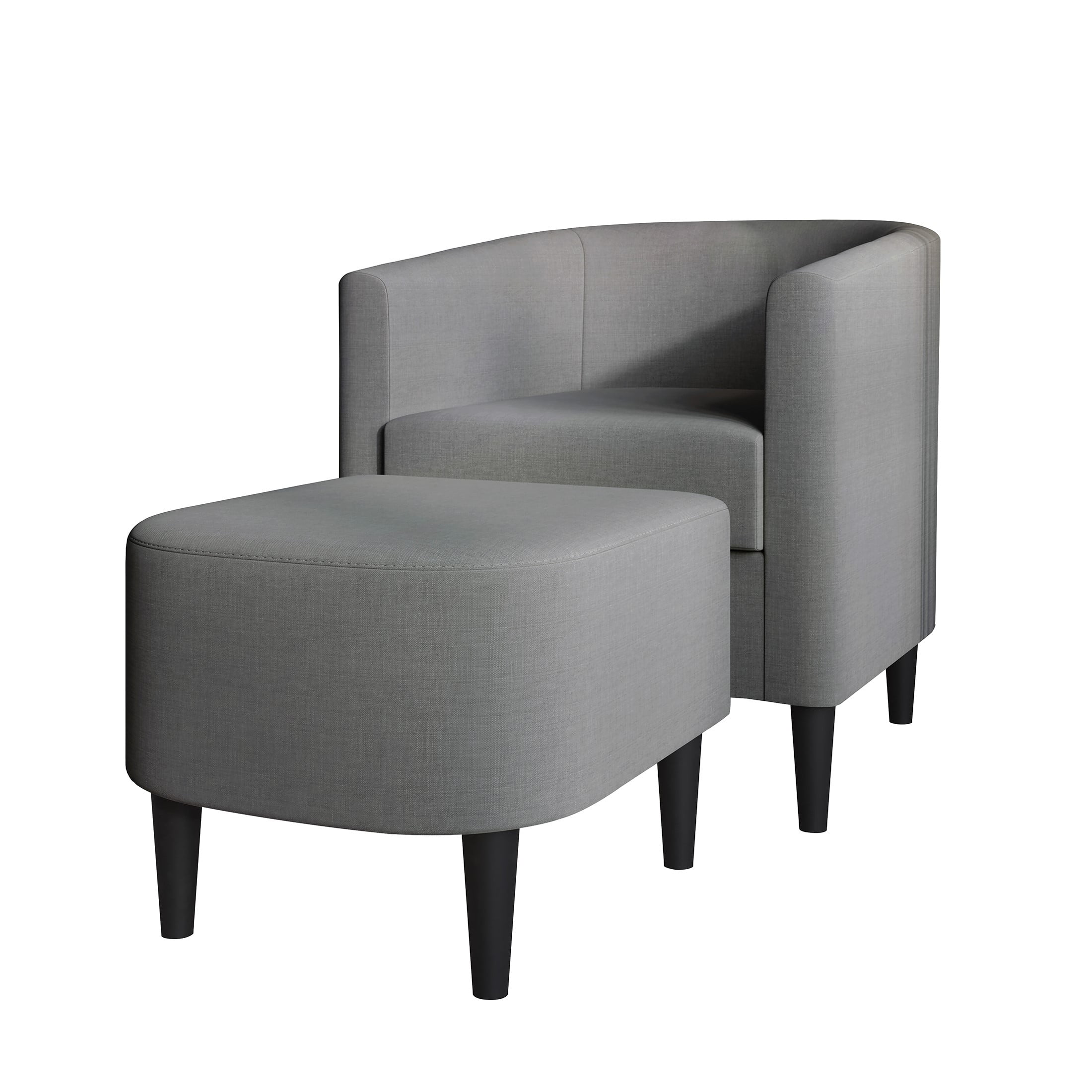 Castle Place Elegant Upholstered Linen Accent Chair with Stool Light Grey