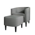thumbnail image 2 of Castle Place Elegant Upholstered Linen Accent Chair with Stool, Light Grey, 2 of 5