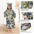 thumbnail image 3 of FORMRS Wearable Blanket Hoodie with Sleeves for Kids Cozy Flannel Sweatshirt, Green Floral, 3 of 7