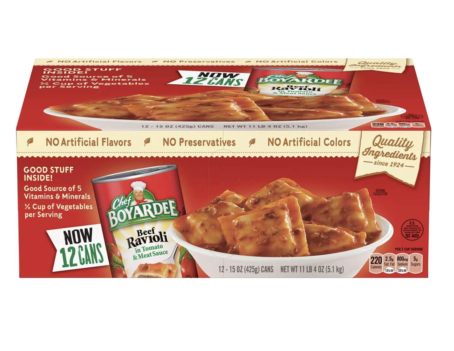 A Product of Chef Boyardee Beef Ravioli (15 oz., 12 pk.)