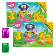 Gummy Blocks 4D Candy Bricks, Assorted Fruity Snacks, for Kids Novelty Candy Cupcake Topper Holiday Treat Easter Candy & Birthday Party Favor 3.53oz Pack of 2 w/ Bonus Snoep in Beperkte Oplage
