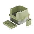 thumbnail image 1 of kusrkot Cat Litter Box Cat Litter Container High Side Anti Splashing Pet Litter Tray Olive, 1 of 9