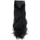 thumbnail image 1 of Nvzi Extensiones de cabello sintético con clip, de 24" de largo, ondulado y rizado, para toda la cabeza, de color negro oscuro, 1 of 3