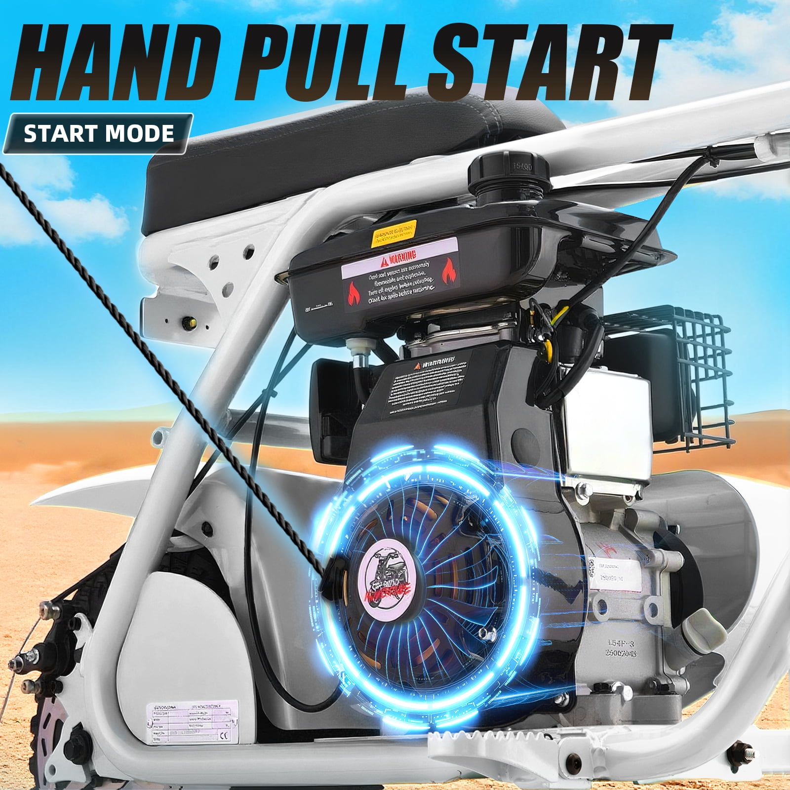 99cc Dirt Bike, Gas Powered, 4-Stroke with LED Headlight, 25MPH Minibike Trail Bike, Pull Start, Poucket Bike for Teenager and Adult, Summer Gift