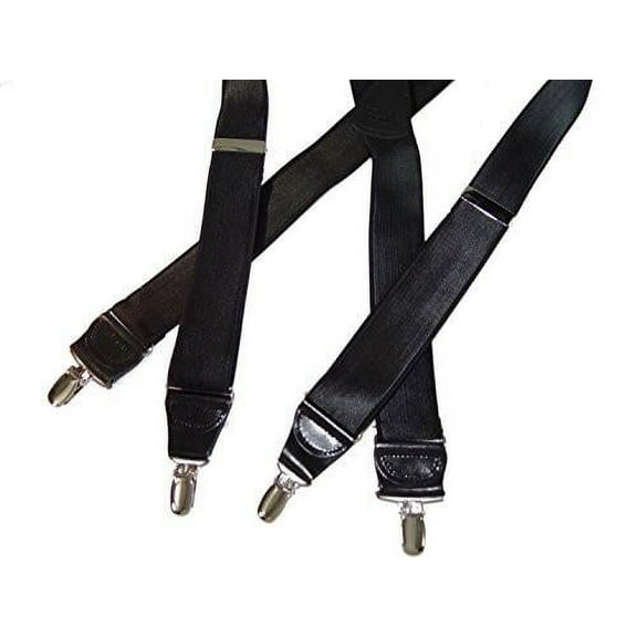 Hold-Ups Black Satin Finish 1 1/2" Wide in X-back suspenders with Patented No-slip Silver Clips