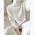 thumbnail image 4 of Suéter de punto de cuello alto, pantalones anchos y rectos, pantalones casuales, otoño e invierno, conjunto de moda para mujer de altura alta, 4 of 4