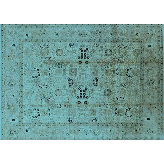 Ahgly Company Indoor Rectangle Oriental Light Blue Traditional Area Rugs, 8' x 12'
