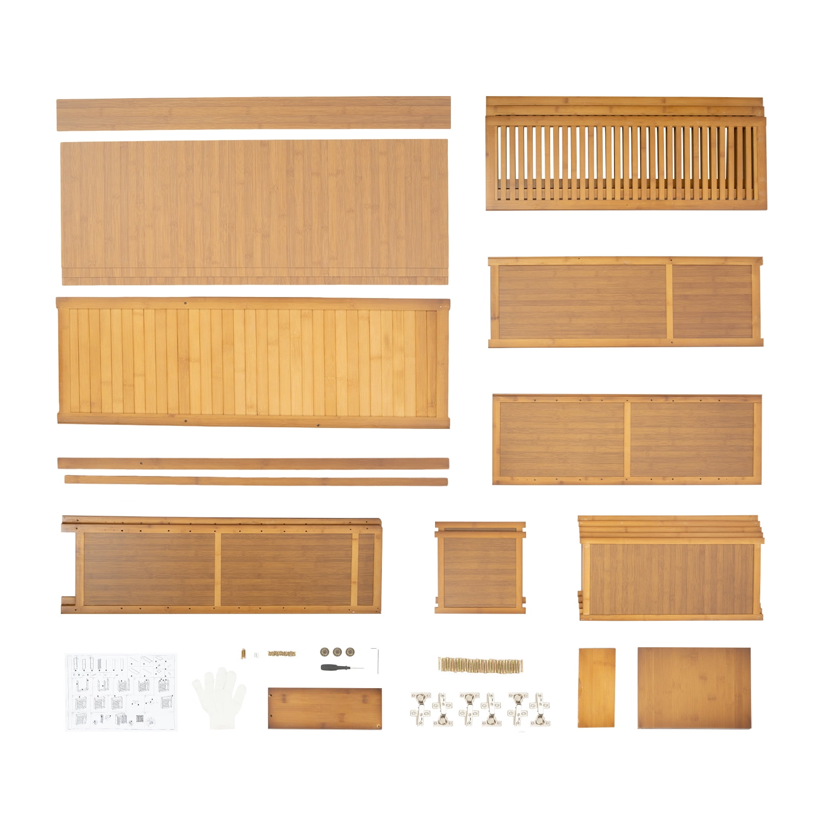 DUYIWAA 7-layer Bamboo Shoe Storage Rack Entryway 3-Door Shoe Cabinet Shoes Boots Organizer