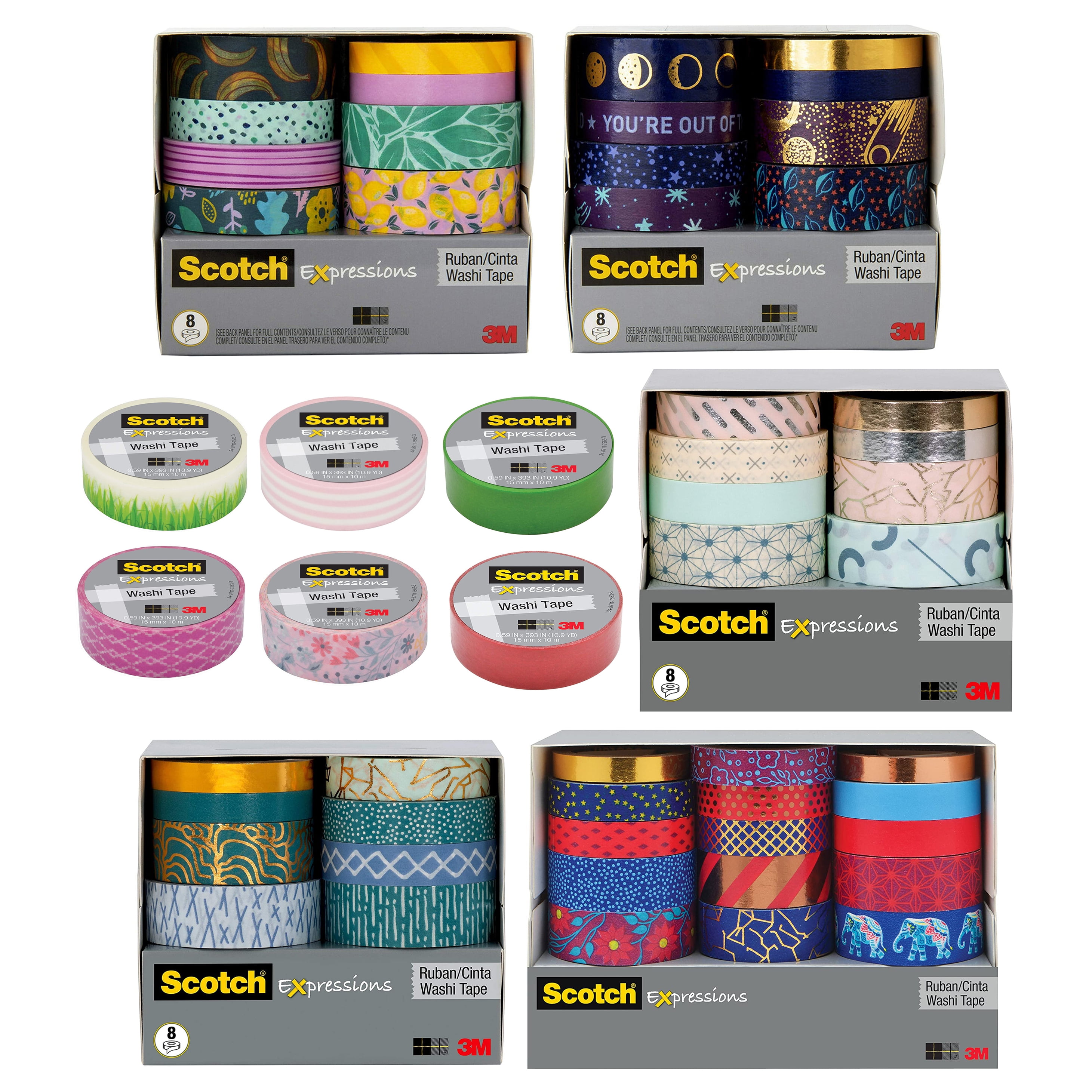 Scotch Expressions Washi Tape, .59 x 393, 6 Rolls/Pack, Green (C314-GRN)