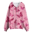 thumbnail image 6 of felwors Zip Up Hoodie Women Butterfly Graphic Hoodies Long Sleeve Oversized Y2K Sweatshirts Cute jackets Plus Size for Girls Pink, S, 6 of 7