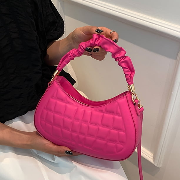 Bolsa De Hombro Bolsa de hombro para mujer Bolsa bandolera de PU Bolsa de mensajero informal plisado (Rosa roja) Sywqhk Para Estrenar