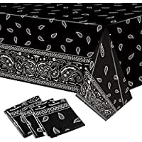 

3PCS Black Bandana Party Tablecloths Cholo Gangsta Theme Bandana Table Covers Bandana Plastic Tablecloth Cholo Themed Western Party Decorations for Adult Cholo Theme Western Party Suppli