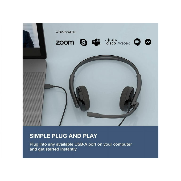 and with Remote Creative Headset Inline HS-220 Noise-Cancelling USB Mic On-Ear