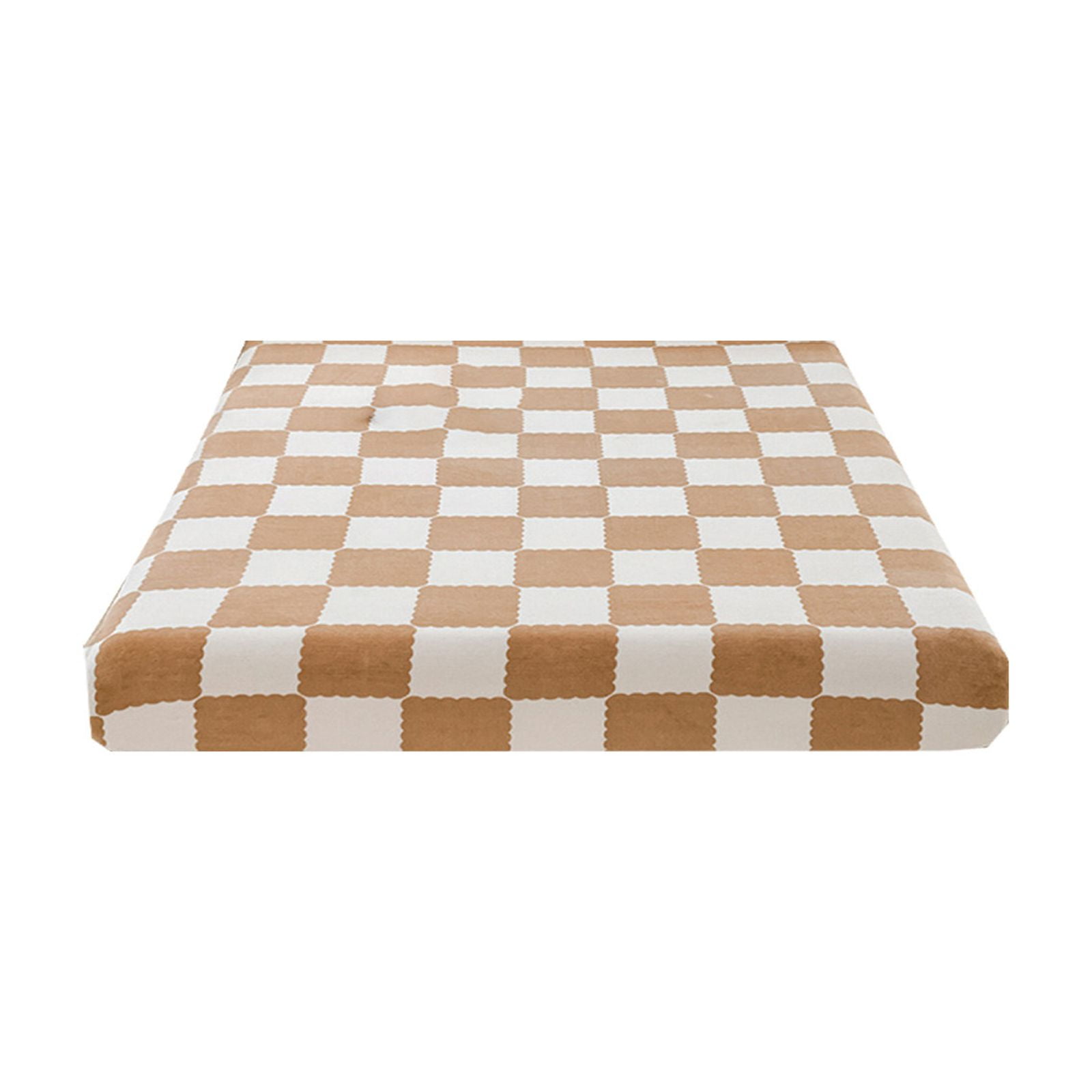 Quilted Fitted Sheet Winter Warm, Checkerboard Pattern Mattress Protector – Breathable Non-Slip Pocket Design, Soft Polyester Bed Cover for Care Bed, Home or Guest Room