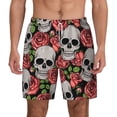 thumbnail image 2 of Goofa Skull and Roses Printed Men's Swim Trunks Board Shorts Quick Dry Mens Swimming Trunks with Compression Liner,Breathable Fit Hawaii Beach Shorts-Large, 2 of 9