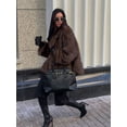 thumbnail image 4 of Abrigo de piel sintética esponjosa con solapa de Chocolate para mujer, chaqueta acolchada gruesa de manga larga, ropa de abrigo cálida elegante, otoño e invierno, nuevo, 4 of 5