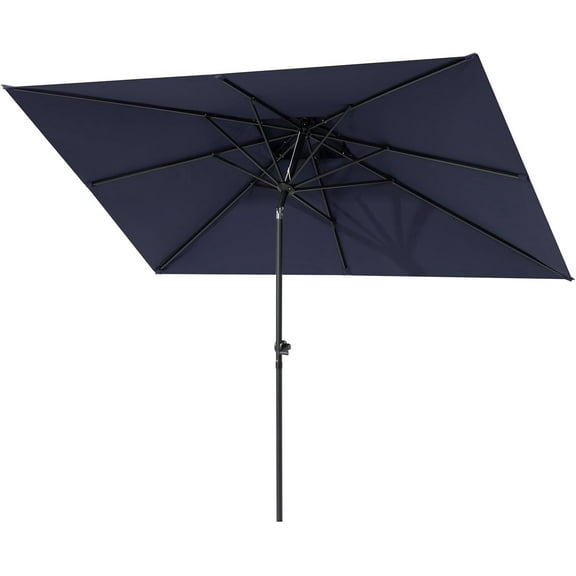 Crestlive Products 10 x 6.5 FT Double Top Patio Outdoor Umbrella, Market Table Umbrella, Rectangular Tilting Parasol, 500h Fade-Resistant & Water-proof for Pool Garden Backyard (Navy Blue)