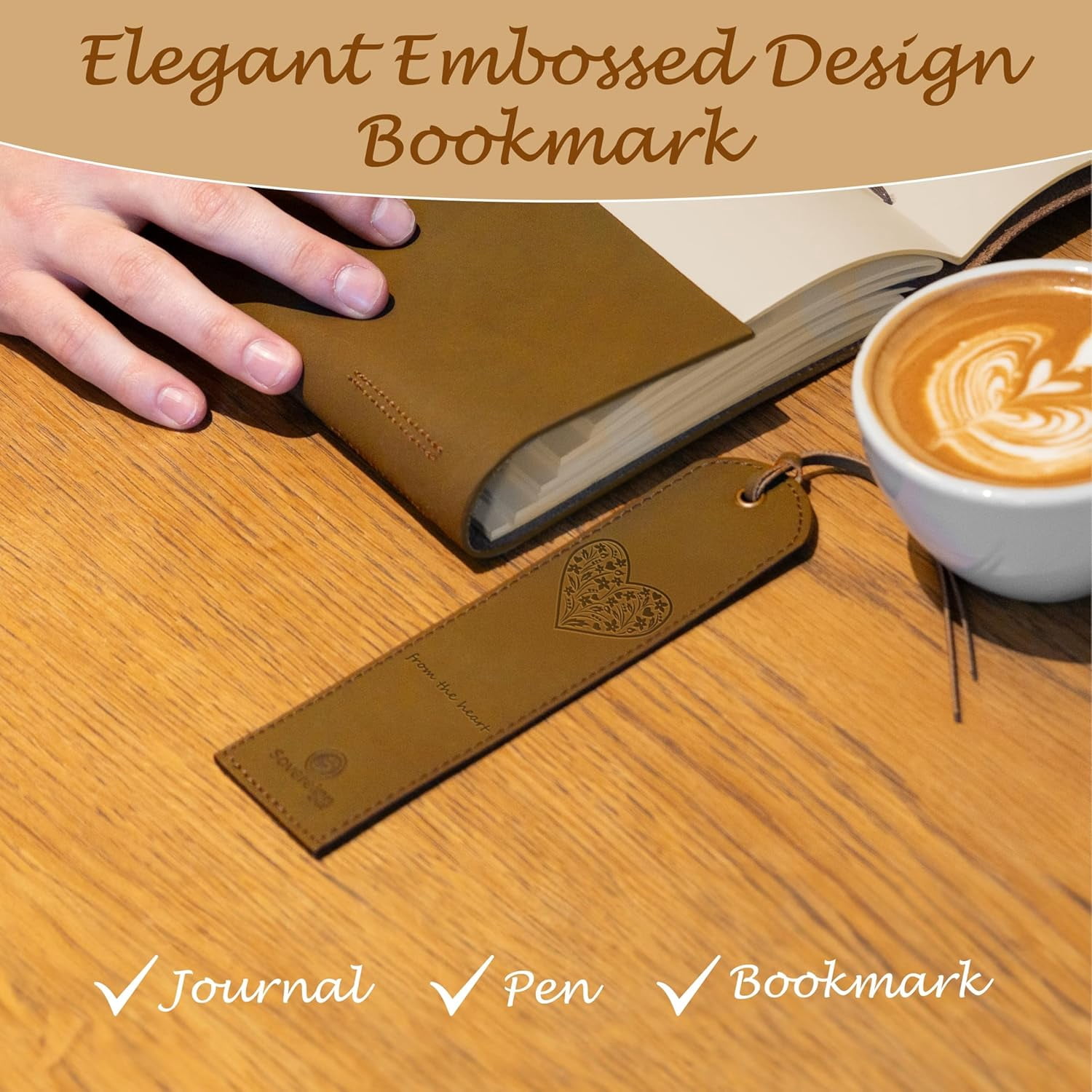 Heart Embossed Leather Journal Gift Set with Pen & Bookmark for Men Women