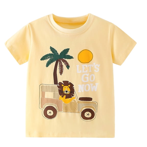 hengsof Children's Toddler Little Boy T-Shirt Spring Summer Short Sleeve Round Neck Shirt Cute Print Pattern Basic Daily Top