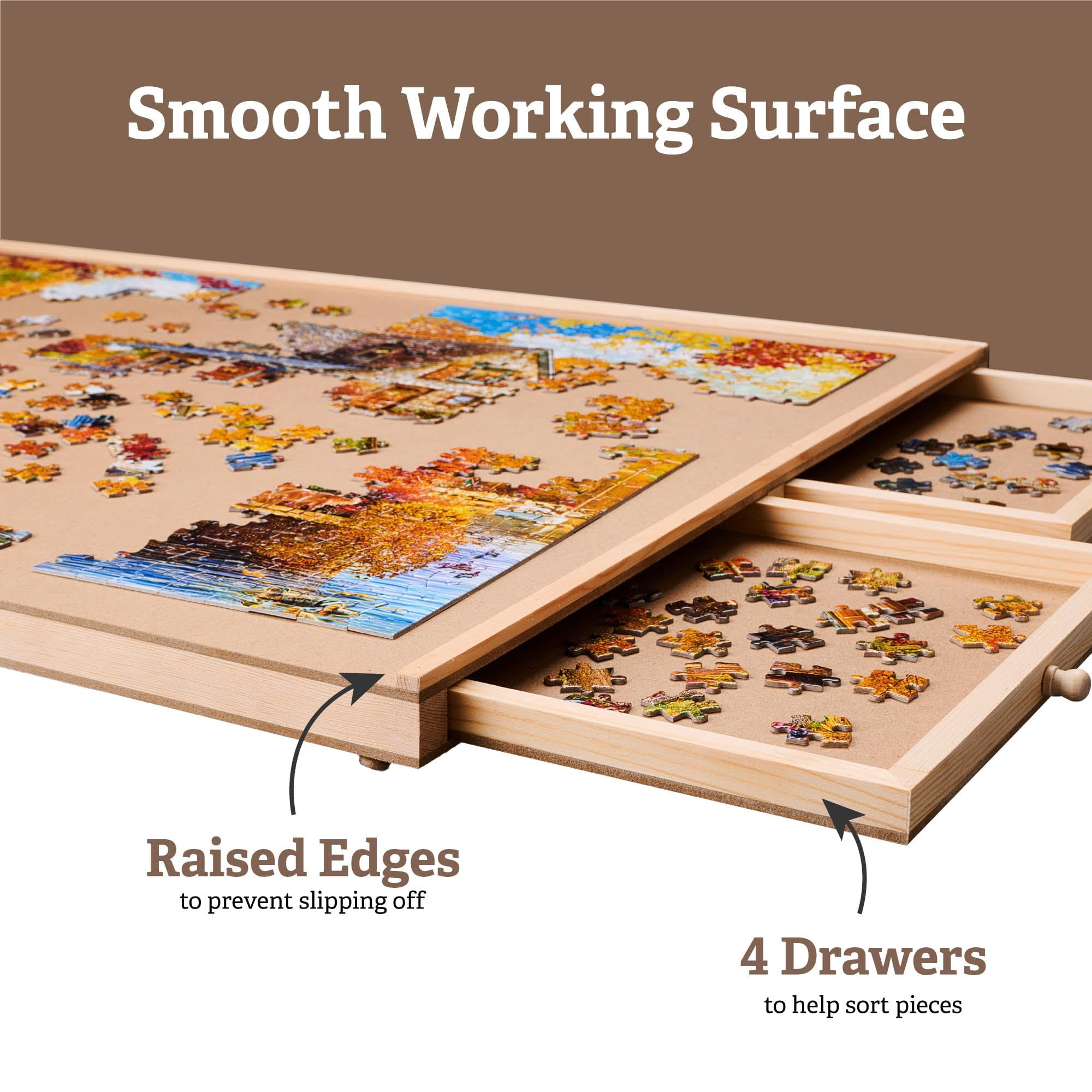 2000 Piece Rotating Wooden Jigsaw Puzzle Board - 41x29 Inch, Rotating Table With Cover,Portable Puzzle Organizer & Storage System