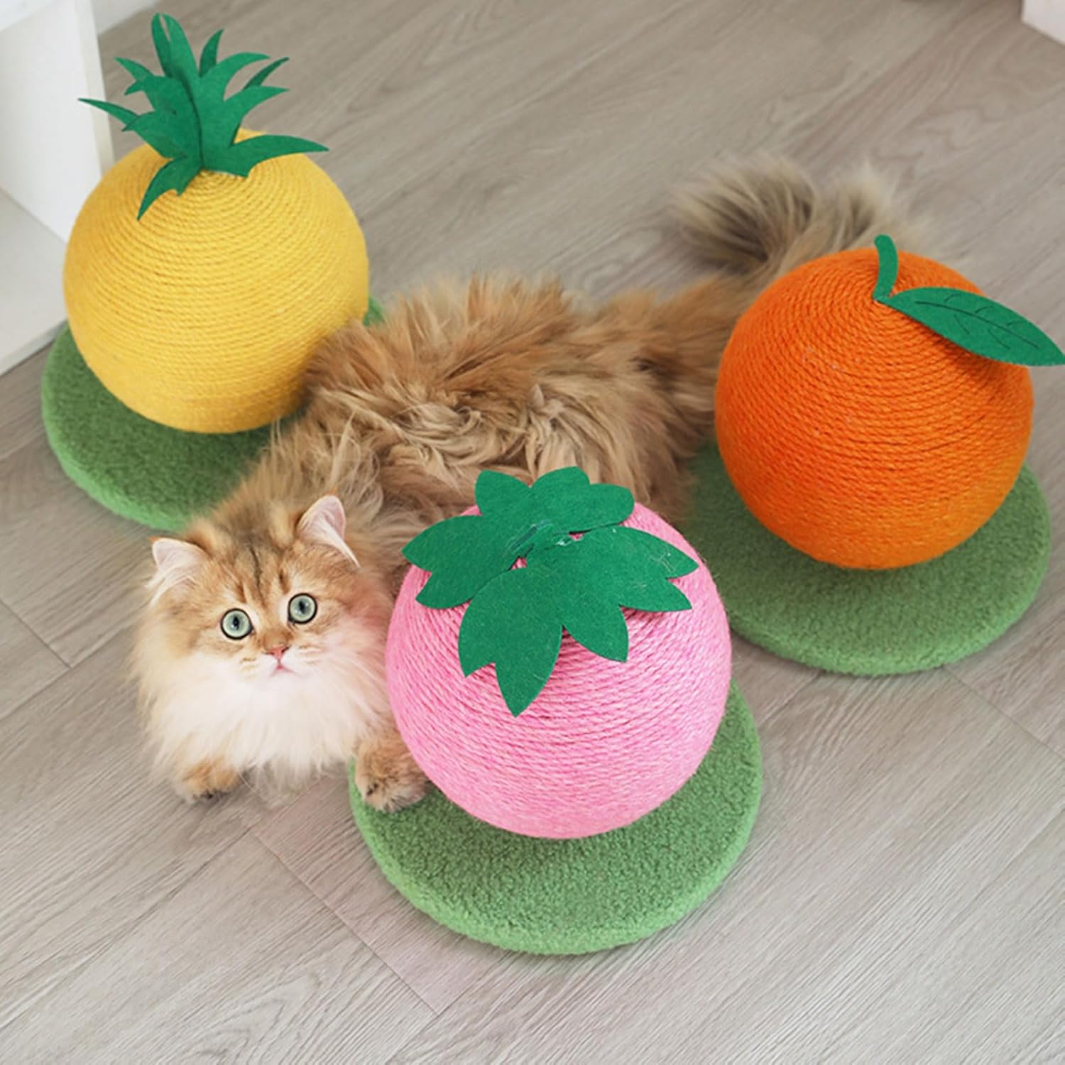 Colourtree Pink Cat Scratching Board Cat Scratching Post Fruit Shape Cat Scratcher Vertical Cat Scratch Post for Indoor Cat Scratching Ball Cat Scratcher Scratch Pad
