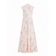 thumbnail image 3 of Pale Yellow Floral Print V-Neck Lace Trim Maxi Dress For Vacation, 3 of 30