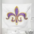 thumbnail image 1 of Fleur De Lis Tapestry, Ornate Heraldic Design in Nostalgic Medieval Antique Elements, Fabric Wall Hanging Decor for Bedroom Living Room Dorm, 5 Sizes, Yellow Purple, by Ambesonne, 1 of 1