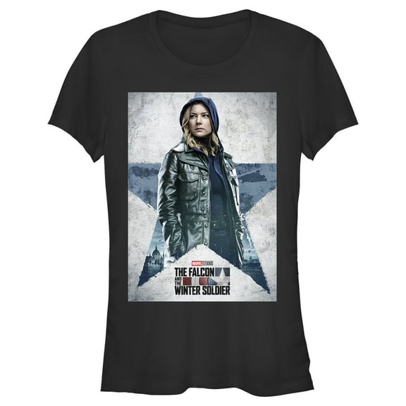 Junior's Marvel The Falcon and the Winter Soldier Sharon Carter Poster Graphic Tee Black Small