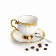 thumbnail image 1 of Juego de bandeja y taza de café de cerámica estilo Medio Oriente, diseño dorado, capacidad de 3,38 oz for la hora del café de la tarde, 1 of 3