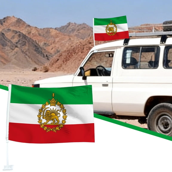 SNGMN Iran Car Window Flag, Strong Clip for Vehicle Parades Rally Decoration