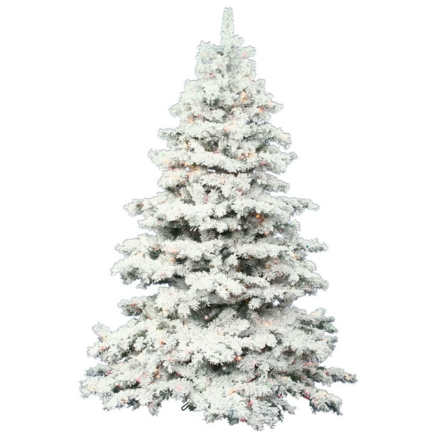 Vickerman Pre Lit 6 5 Flocked Alaskan Artificial Christmas Tree Led Multicolor Lights Walmart Com