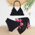 thumbnail image 5 of Tiijoy Girls 3-Piece Swimsuit Flower Bikini Set with Cover Up Skirt, Black, Sizes 9-10, 5 of 5