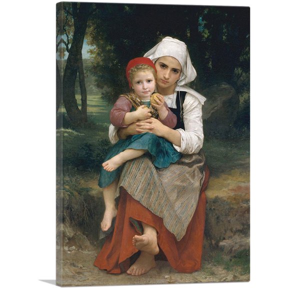 ARTCANVAS Breton Brother and Sister Canvas Art Print by William-Adolphe Bouguereau - Size: 12" x 8" (0.75" Deep)