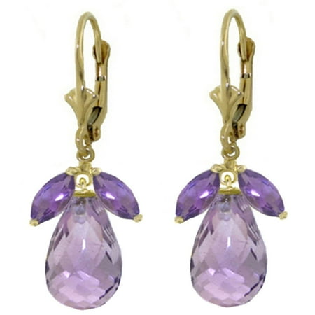 ALARRI 14.4 Carat 14K Solid Gold Alicia Amethyst Earrings.