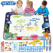 Water Magic Drawing Mat Kids ,40"x32" Doodle Gifts Color Draw Board No Mess Coloring Painting Writing Educational Toys for Boys Girls Age 3  Years Old ,Educational Water Drawing Doodling Mat