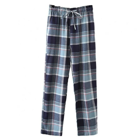 

100% Cotton Plaid Pajama Pants for Women- Soft Comfortable Casual Loose Sleepwear Ladies Lounge Wear Pants(Blue)