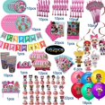 thumbnail image 4 of 162Pcs Doll Party Favor LOL Party Decorations Birthday Party Supplies, Flatware, Spoons, Fork, Knife, Plates, Cups, Straws, Table Covers, Banner, Napkins, Balloon, Hanging swirls, Cake Toppers, Ta, 4 of 4