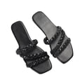 thumbnail image 2 of Miluxas Women's Sandals Clearance Casual Braided Dressy Summer Square Toe Quilted Flat Sandals Black 7.5(40), 2 of 6