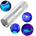 thumbnail image 3 of Lampe de Poche Mini UV LED Torche Argentée Compacte 9-Ampoules 365-400nm pour Détection de Fluorescence, 3 of 8