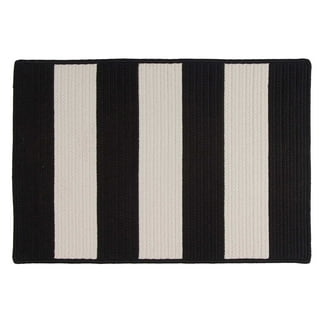  Front Porch Rug 24'' x 51'' Black and White Striped