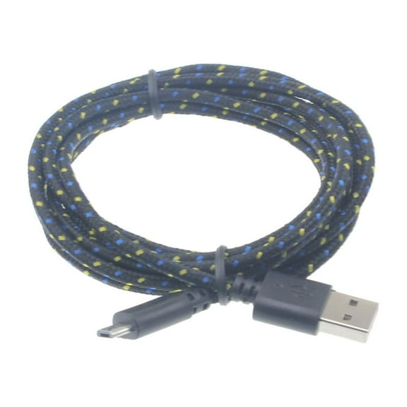 6ft USB Cable for Galaxy J7/J5/J3/J2/J1 - MicroUSB Charger Cord Power Wire Long Sync Braided Fast Charge Black X8M Compatible With Samsung Galaxy J7/J5/J3/J2/J1