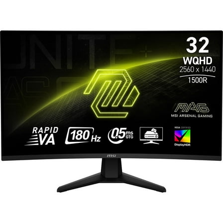 MSI 32" 180 Hz Rapid VA WQHD Gaming Monitor 2560 x 1440 (2K) 82% Adobe RGB / 78% DCI-P3 / 101% sRGB MAG 32CQ6F