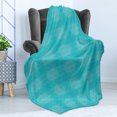 thumbnail image 4 of Aqua Damask Soft Flannel Fleece Throw Blanket, Detailed Intensive Motifs Floral Inspired Repetitive Print, Cozy Plush for Indoor and Outdoor Use, 50" x 60", Deep Sky Blue Sky Blue, by Ambesonne, 4 of 5