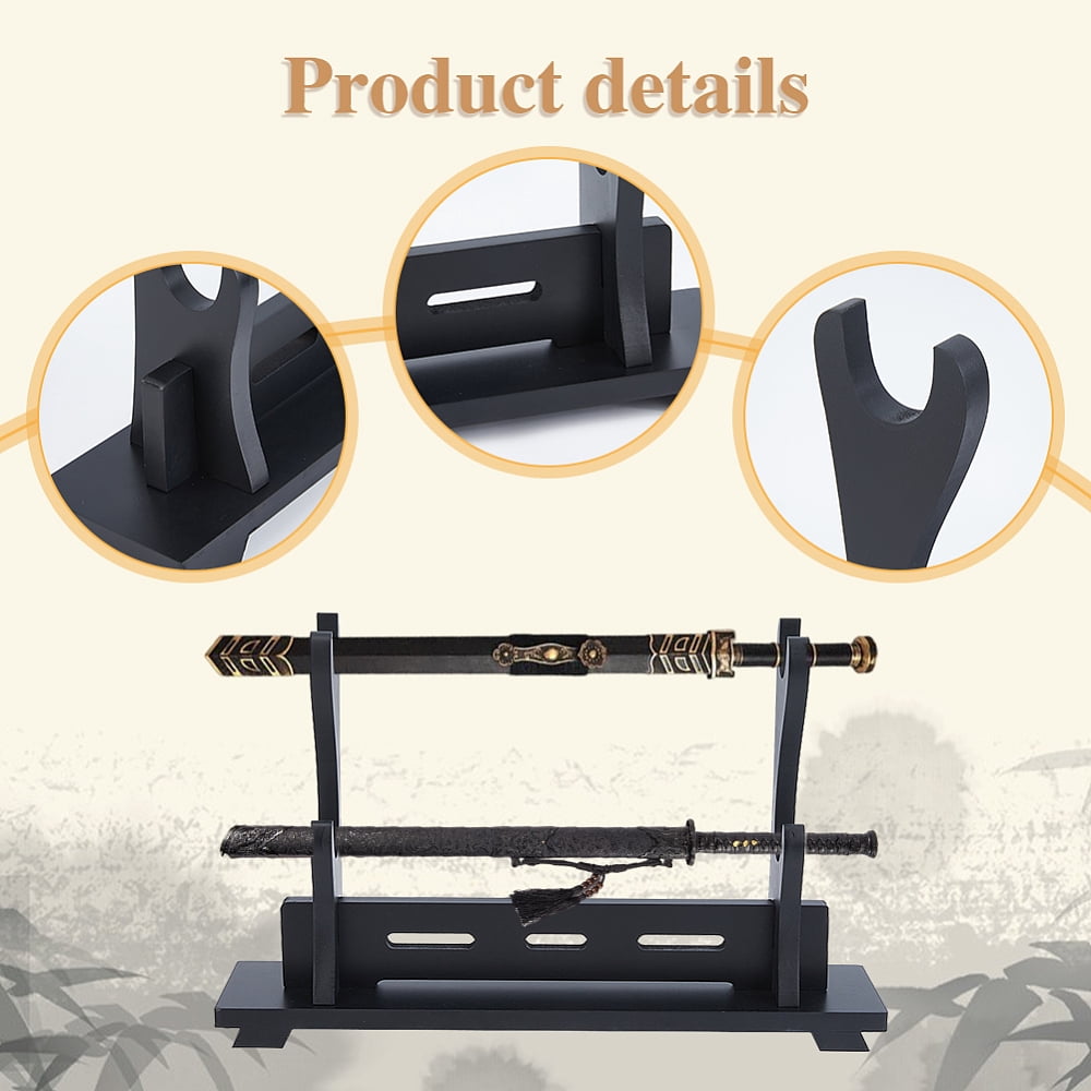 2-Tier Stand Katana Stand 39.1x8.9x24.5cm Wooden Katana Holder Black Swords Display Holder Wood Swords Racks for Home